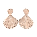 Orecchini a conchiglia in oro rosa con elegante design a ventaglio e texture metallica - Oro rosa