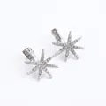 Elegante zilveren ster oorknopjes met micro-pave witte zirkonia kristallen - Zilver