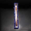 Fermaglio rettangolare in oro rosa con doppia fila di strass blu e design traforato - Blu Reale (C1306)