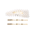 Ensemble de 3 pinces à cheveux avec barrette à perles et deux épingles dorées torsadées - Pince Goutte d'Eau Et Torsadée