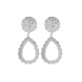 Modern silver water drop earrings with irregular lava texture in a sleek minimalist style - Silver (A1230)