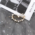 Elegant gold alloy heart hair clip with white pearls on a stylish decorative card - Heart