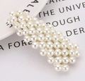 Elegant rectangle hair clip with glossy faux pearls and silver metal base - Full Pearl Waterdrop Style (C2129) / Silver