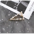 Elegante fermaglio per capelli a triangolo dorato con perle bianche per donna e ragazza - Triangolo