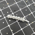 Elegant silver alloy hair clip with clustered white pearls and Korean style design - Petal Style Straight Clip (C2108) / Silver