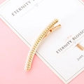 Eleganter vergoldeter Haarclip mit parallelen Kunstperlen und funkelnden Strasssteinen - Gold Perle Strass Stil (C2507)