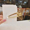 Elegant gold alloy hair clip featuring a white round pearl on a white card - Hollow Waterdrop Single Pearl Style (C4306) / Gold