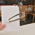 Elegant silver metal BB hair clip with white round pearl on white display card - Hollow Waterdrop Single Pearl Style (C4306) / Silver