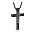 Collier croix noir en acier inoxydable avec motif football et gravure inspirante 1:9 - Style Croix Football 1:9 (Simple Face) / Noir