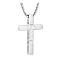 Collier croix en acier inoxydable argenté avec motif rugby et gravure inspirante - Style Croix Football 19:26 (Simple Face) / Argent