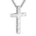 Collier croix en acier inoxydable argenté avec gravure biblique et motif drapeau US - Style Croix Drapeau 28:20 (Simple Face) / Argent