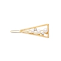 Pinza de pelo triangular dorada con perlas blancas y brillantes para mujer - Estilo de Triángulo (B5322)