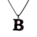 Sporty black stainless steel baseball letter B pendant necklace with red stitching details - Black B / Pearl-Style Link Chain