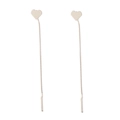 Orecchini a lobo a cuore in argento con lunghe nappe a catena a serpente per donna - Cuore / Argento