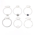 Set di 6 bracciali stile boho in argento con ciondolo loto e pietra preziosa blu - Argento Antico