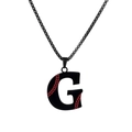 Letter G baseball pendant necklace in black finish with red stitching details - Black G / Pearl-Style Link Chain