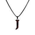Black titanium steel letter J pendant necklace with red baseball stitching design - Black J / Pearl-Style Link Chain