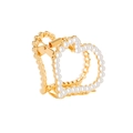 Elegant gold heart hair claw clip with pearls and rhinestones on a white background - Hollow Heart / Heart Pearl Style (C4106)