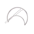 Pince à cheveux minimaliste en métal argenté en forme de lune avec finition polie brillante - Grande Lune Argentée (B8308)