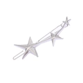 Barrette à cheveux étoile argentée avec trois étoiles évidées en métal poli brillant - Grande & Petite Étoile Argentée (B6413)