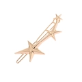 Vue détaillée d'une barrette dorée avec trois étoiles au fini métal poli - Grande & Petite Étoile Dorée (B7403)