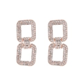 Lange geometrische Ohrhänger in Roségold mit Strassbesatz und quadratischen Gliedern - Roségold (A2518)