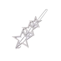 Détail d'une pince à cheveux argentée à trois étoiles ajourées au design minimaliste - Trois Étoiles Droites Argentées (B5401)