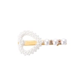 Barrette à cheveux élégante en alliage doré avec cœur en perles et trois strass brillants - Pince à Cheveux Cœur Creux