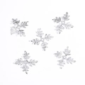 Set van vijf zilveren sneeuwvlok accessoires voor DIY haarspelden op witte achtergrond - Zilver (B9310)