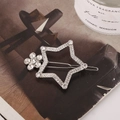Pinza para el pelo con forma de estrella y brillantes diamantes de imitación y perlas - Plateado, Estilo Diamante (C2528)