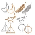 Set di fermagli geometrici minimalisti in oro e argento con forme di luna e foglie - Stili Assortiti Multipack