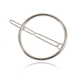 Minimalist bright silver alloy circular hair clip with smooth polished metal finish - Silver Circle (B8307)