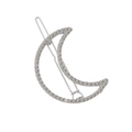 Fermaglio per capelli a luna argentata con strass brillanti per acconciature - Luna d'Argento