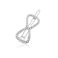 Elegant infinity pearl hair clip with silver alloy base and white faux pearls - Silver Bow Pearl (B5206)