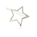Minimalist silver-toned alloy hollow star hair clip with smooth metallic finish - Silver Single Star (B8204)