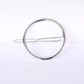 Minimalist silver circular metal hair clip with sleek round ring and polished finish - Round Shaped (F4307)