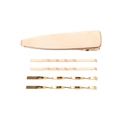 Five-piece set of elegant golden hairpins in minimalist Korean style with alloy plating - Wave Solid Triangle Combination