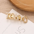 Fermaglio per capelli dorato TOKYO con perle sintetiche bianche su carta elegante - Stile Lettera Tokyo (H2508)