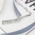 Minimalist silver alloy hair pin featuring a stylish merci letter design for women - Silver Merci
