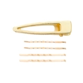 Elegant 5-piece gold hair clip set with triangle duckbill clip and textured bobby pins - Wave Triangle Combination