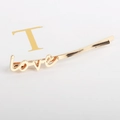 Minimalist gold alloy hair clip featuring a romantic cursive love script design - Gold Love