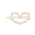 Elegante fermaglio per capelli a cuore dorato con perle bianche in stile coreano - Forma a Cuore (Cuore con Perle C3518)