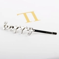 Minimalist silver 'happy' letter hair clip in polished metal finish for women - Silver Happy
