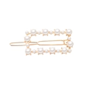 Elegante fermaglio per capelli rettangolare in metallo dorato con perle bianche - Forma Rettangolare (Rettangolare con Perle C3518)