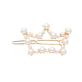 Elegante fermaglio a corona dorata con perle bianche e base in metallo resistente - Forma a Corona (Corona con Perle C3518)