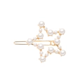 Elegante fermaglio per capelli a stella in lega dorata con perle bianche da donna - Forma a Stella a Cinque Punte (Stella con Perle C3518)
