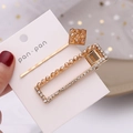 Set di 2 fermagli per capelli eleganti con cristalli champagne e placcatura in oro - Champagne