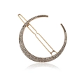 Barrette à cheveux lune en or étincelant avec strass pavés sur une surface miroir - Lune / Or Café Antique