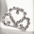 Silberne Haarnadel mit ineinander verschlungenen Herzen und Strass für Brautfrisuren - Silber Stil (B8414)