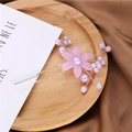 Elegant handmade purple flower U-shaped hair pin with faux pearls and rhinestones - Pink (B9515)